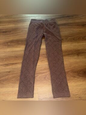 NWT First Kick Maternity Fleece Lined Cozy Pregnancy Legging Brown Textured S/M